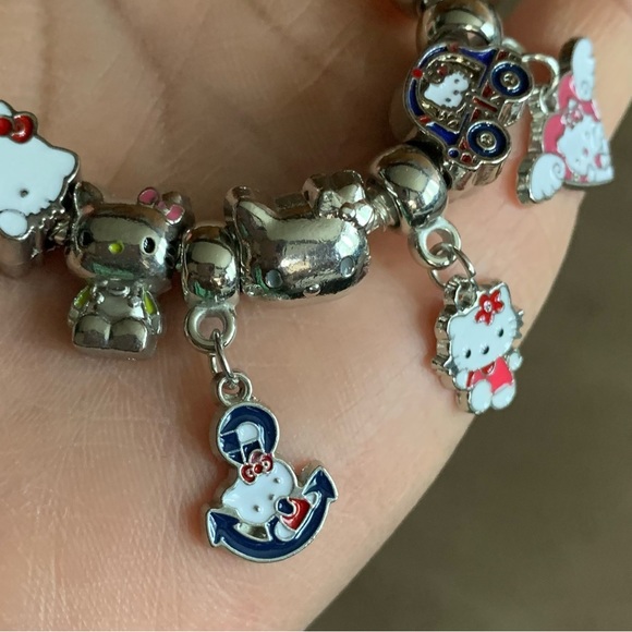 Pandora Pave Heart Claps Bracelet w/ 9 NEW Sanrio Hello Kitty Theme Charms - Picture 8 of 17